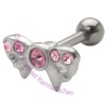 Jewelled Bow - Pink Upper Ear Stud